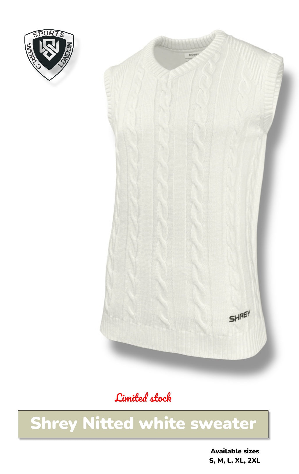 Shrey Knitted Cricket White Sweater/ Jumper