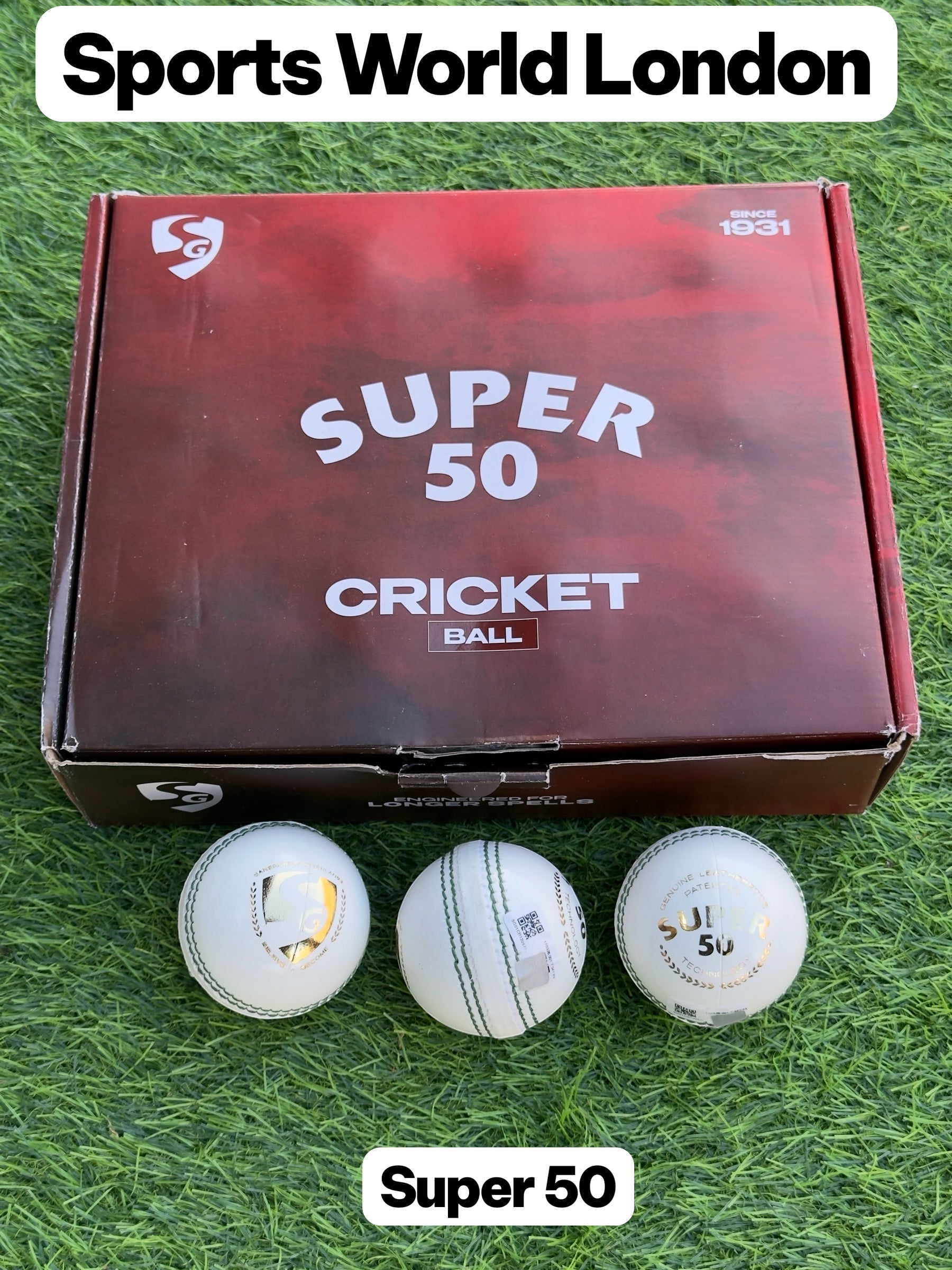 SG Super 50 White Leather Cricket Bat