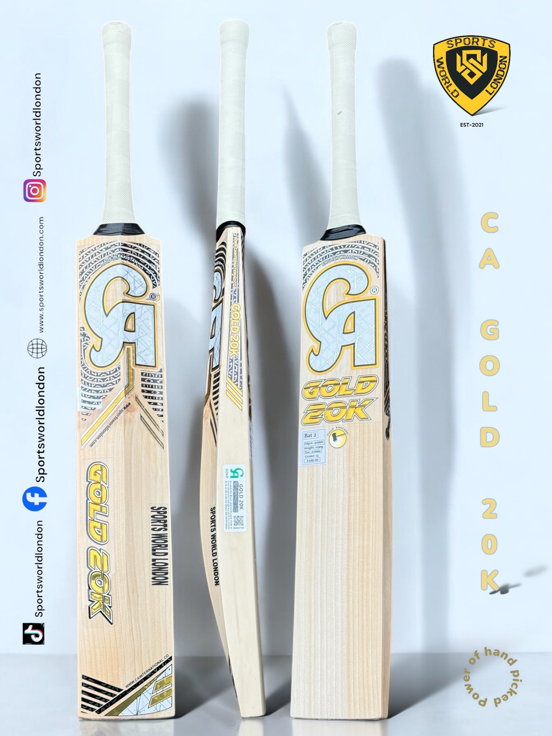 CA Gold 20k English Willow Cricket Bat