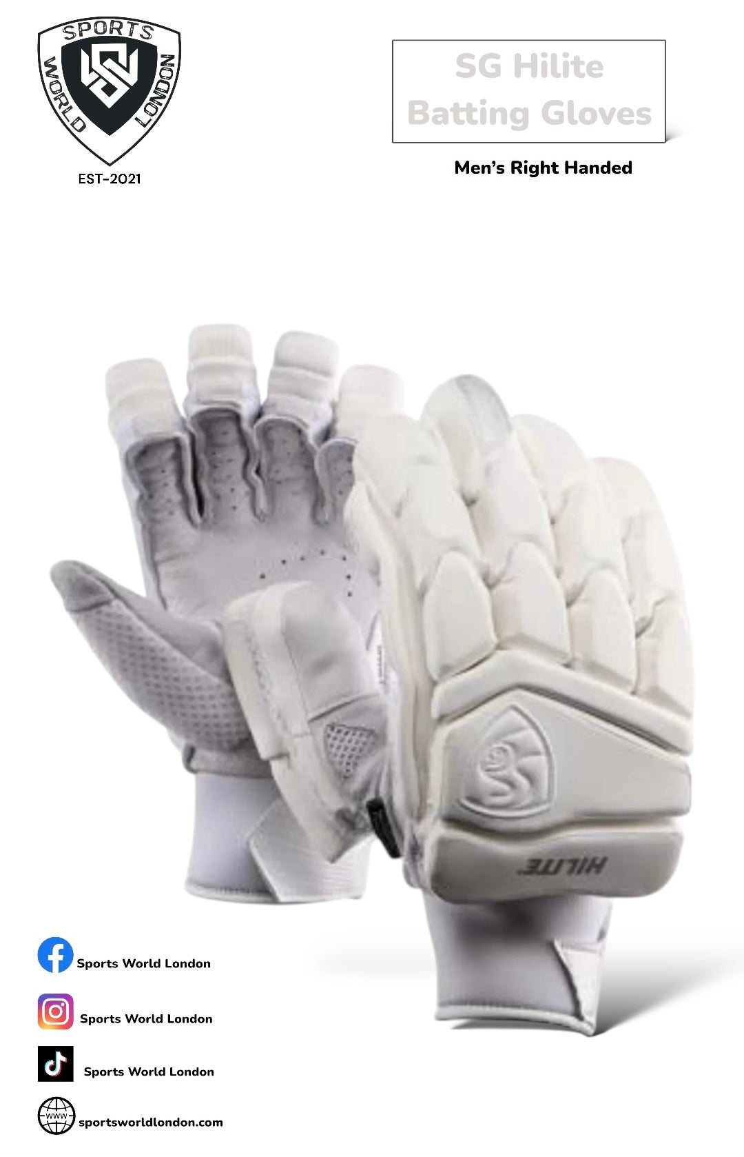 SG Hilite White Batting Gloves